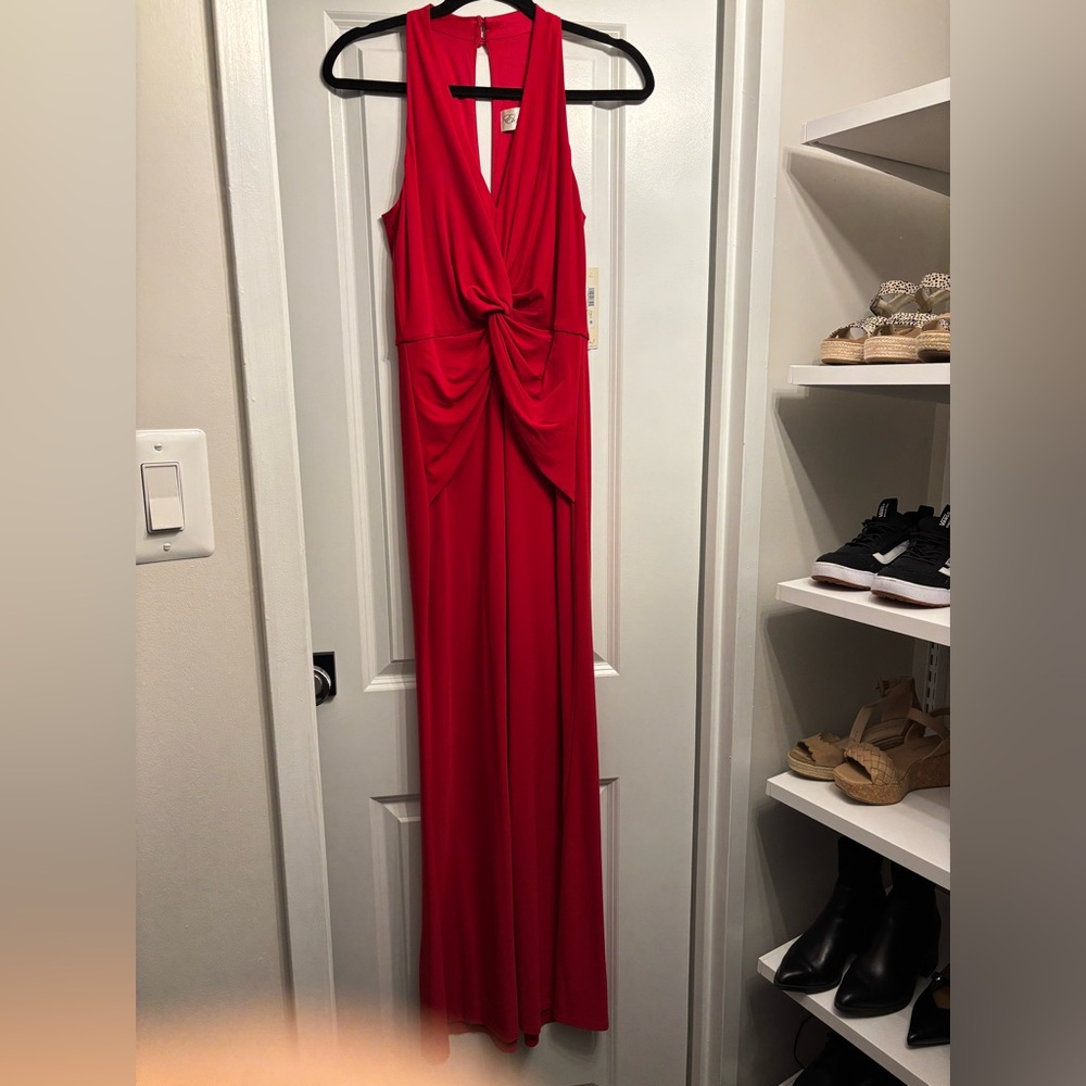 Eliza J Sexy Red Formal/Wedding Guest/ Prom Halter Neck Long Dress size 4